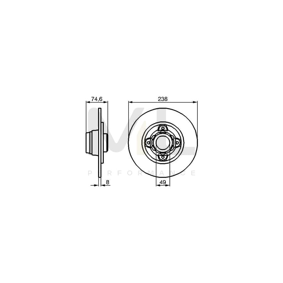 BOSCH 0 986 478 557 Brake Disc for RENAULT 19 Solid, Oiled, without ABS sensor ring | Performance Parts Direct Car Parts
