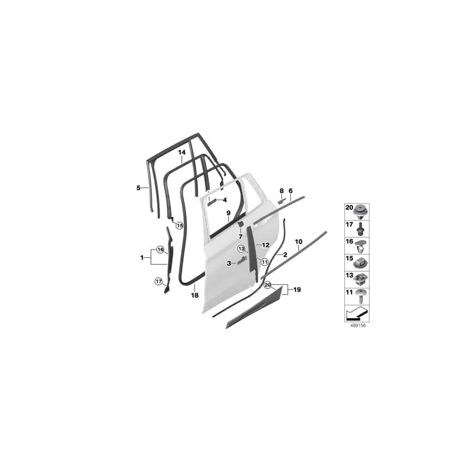 Genuine BMW 51357420846 F39 Window Well Strip, Outer, Door, Rear Rgt GLANZSCHWARZ (Inc. X2 20i, X2 25iX & X2 M35iX)