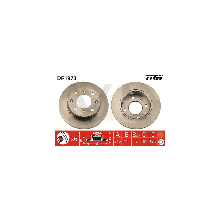 TRW DF1973 Brake Disc Solid | Performance Parts Direct Car Parts