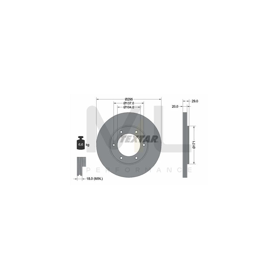 TEXTAR 92035600 Brake Disc for NISSAN PATROL Internally Vented, without wheel hub, without wheel studs | Performance Parts Direct Car Parts