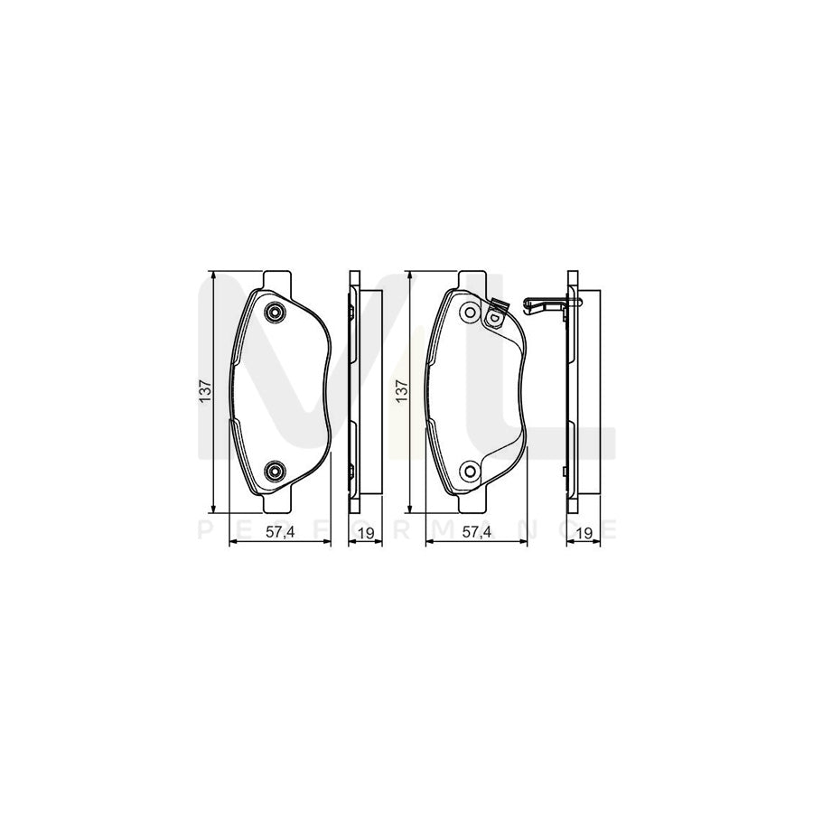 Bosch 0986495103 Brake Pad Set With Acoustic Wear Warning, With Anti-Squeak Plate, With Mounting Manual BP1513 | Performance Parts Direct Car Parts