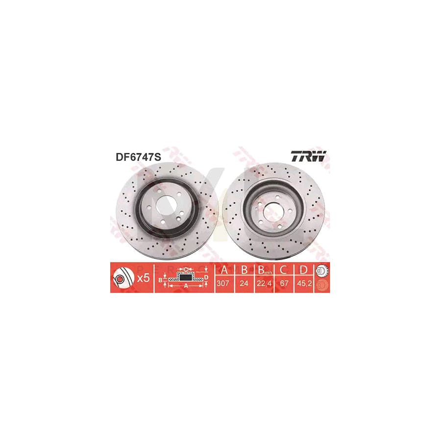 TRW DF6747S Brake Disc Vented, Painted | Performance Parts Direct Car Parts