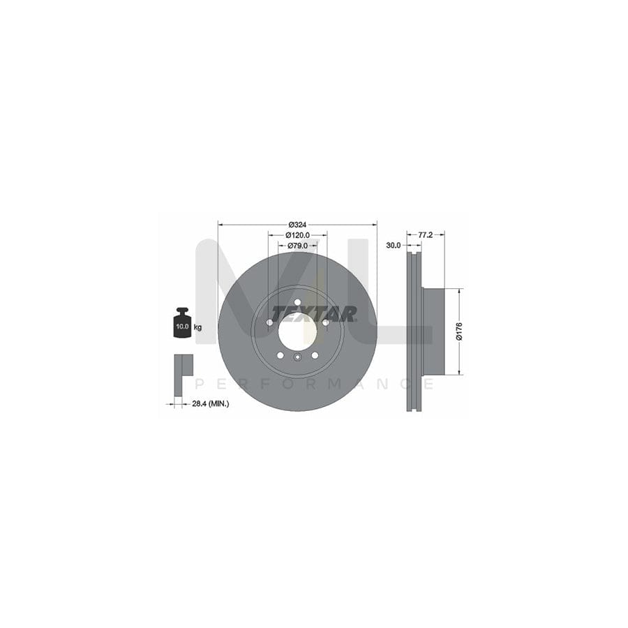 TEXTAR 92122600 Brake Disc Internally Vented, without wheel hub, without wheel studs | Performance Parts Direct Car Parts
