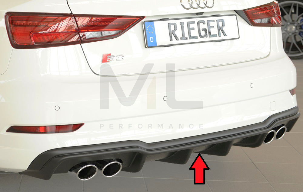 Rieger 00056825 Audi 8V S3 Rear Diffuser for Original Twin Tailpipe Left & Right -  Matte Black