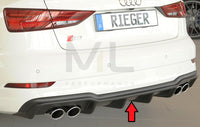 Rieger 00056825 Audi 8V S3 Rear Diffuser for Original Twin Tailpipe Left & Right -  Matte Black