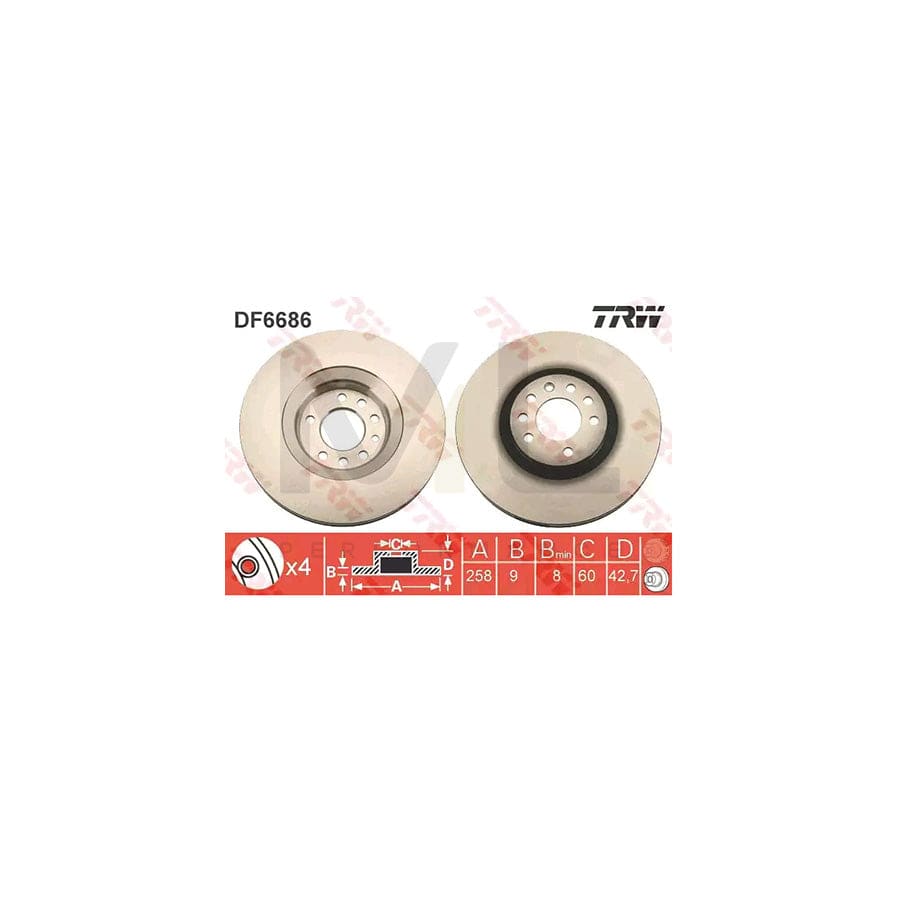 TRW DF6686 Brake Disc for SUZUKI IGNIS Solid, Painted | Performance Parts Direct Car Parts