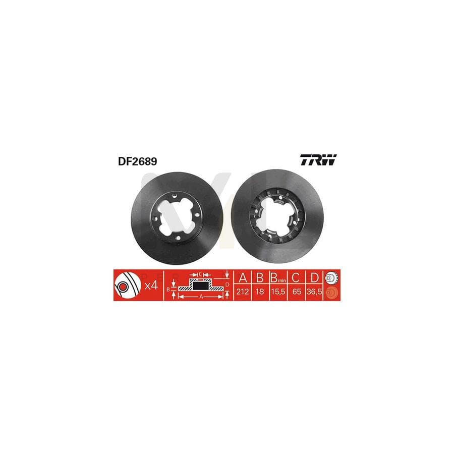 TRW DF2689 Brake Disc Vented, Painted | Performance Parts Direct Car Parts