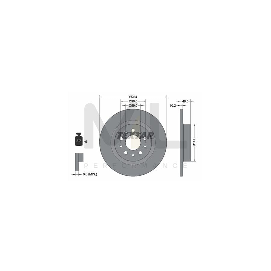 TEXTAR PRO 92271703 Brake Disc Solid, Coated, without wheel hub, without wheel studs | Performance Parts Direct Car Parts