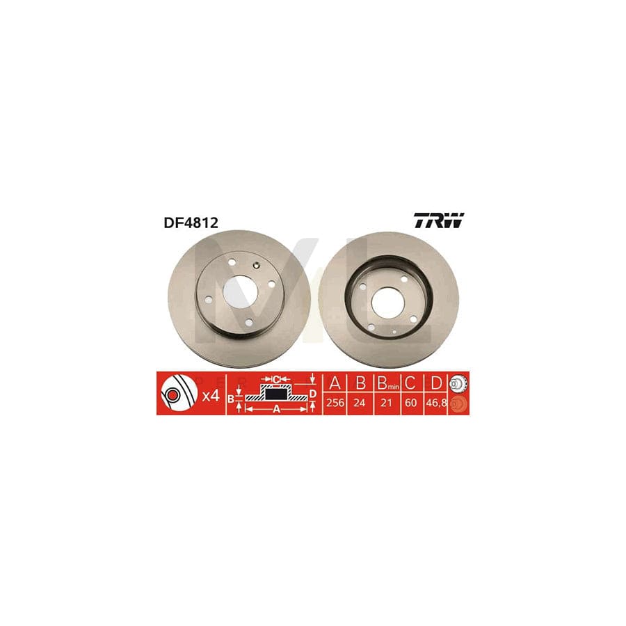 TRW DF4812 Brake Disc Vented, Painted | Performance Parts Direct Car Parts