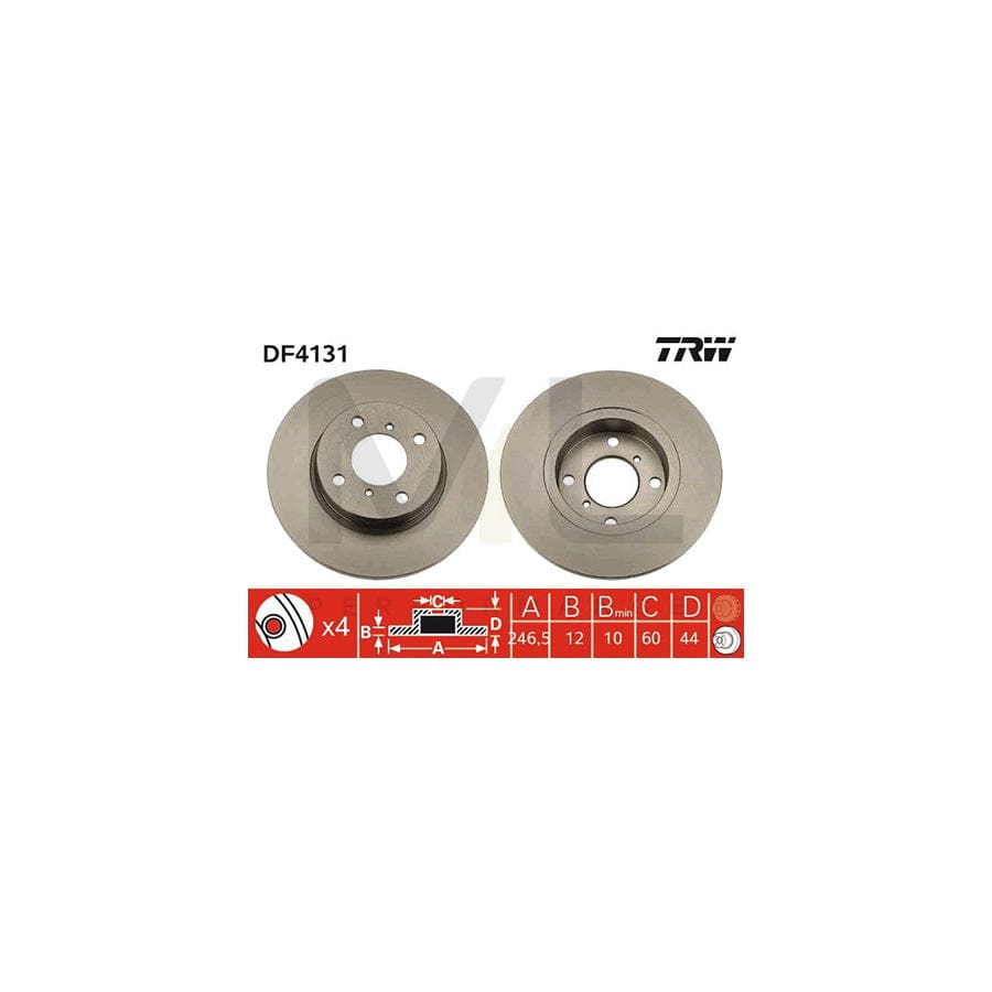 TRW DF4131 Brake Disc Solid, Painted | Performance Parts Direct Car Parts
