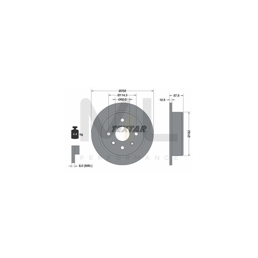 TEXTAR 92163000 Brake Disc Solid, without wheel hub, without wheel studs | Performance Parts Direct Car Parts