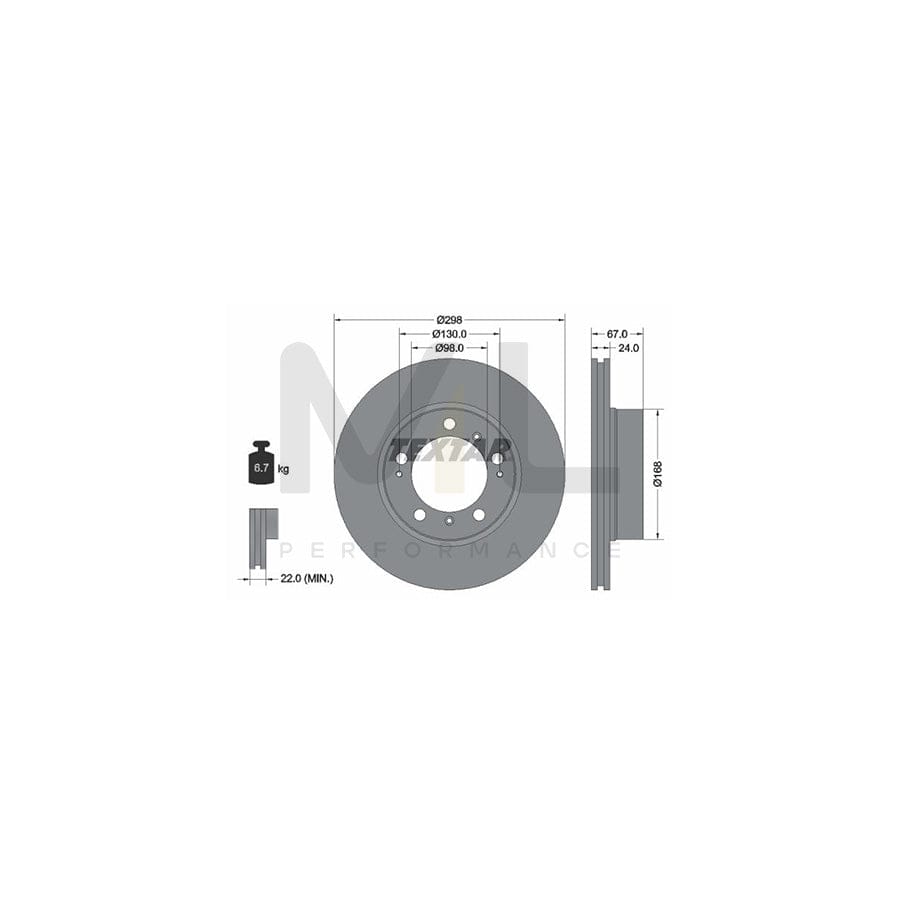 TEXTAR PRO 92088803 Brake Disc for PORSCHE Boxster (986) Internally Vented, Coated, without wheel hub, without wheel studs | Performance Parts Direct Car Parts