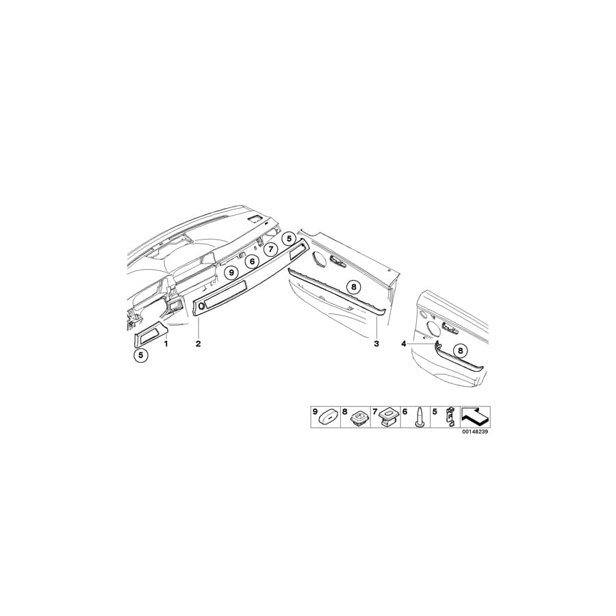Genuine BMW 51428036685 E90 Decorative Strip, Door Rear Left TITAN SHADOW (Inc. M3)