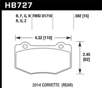 Hawk Performance Hawk 14-18 Chevrolet Corvette Rear ER-1 Brake Pad Set