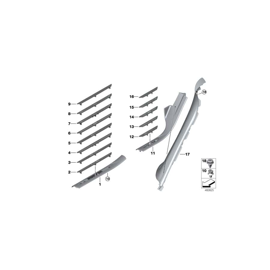 Genuine BMW 51477344224 F15 Cover, Entrance, Column C, Right ELFENBEINWEISS (Inc. X5)