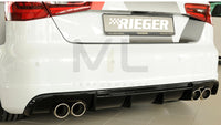 Rieger 00088172 Audi 8V S3 Rear Diffuser for Original Twin Tailpipe Left & Right - Glossy Black
