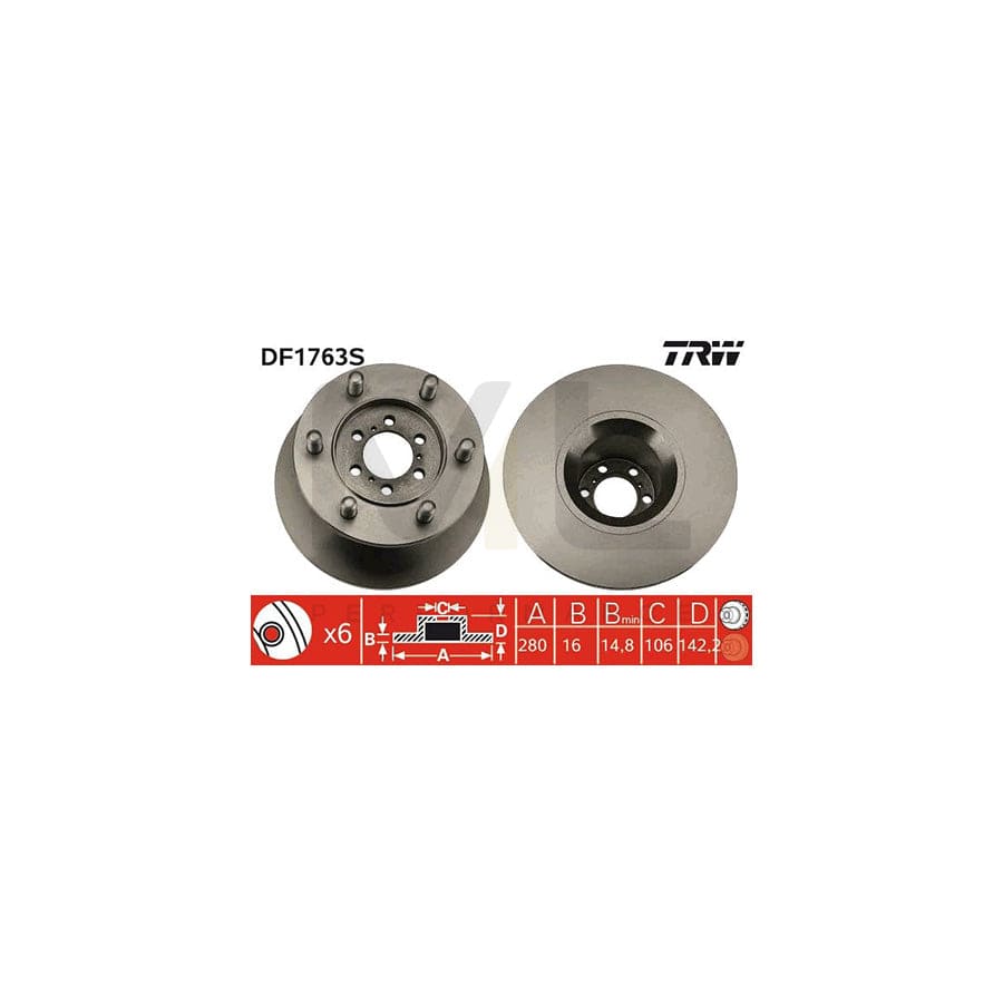 TRW DF1763S Brake Disc for IVECO Daily Solid, Painted | Performance Parts Direct Car Parts