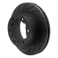 R1 Concepts R1 06-25 American Coach Patriot Rear Left Drilled & Slotted Black Brake Rotor