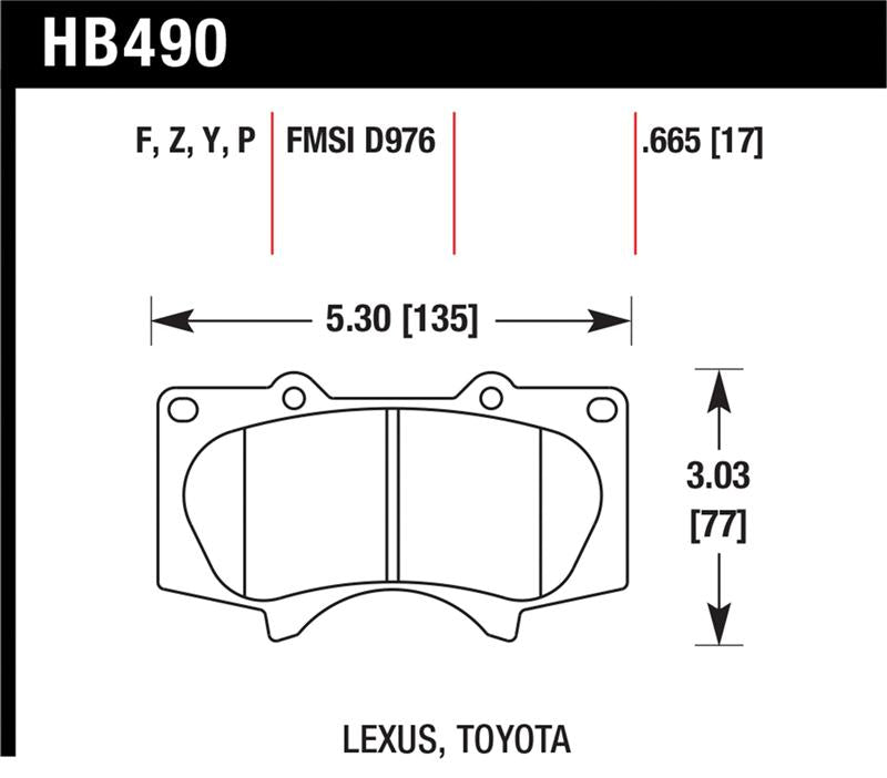 Hawk Performance Hawk 2010-2014 Lexus GB460 HPS 5.0 Front Brake Pads