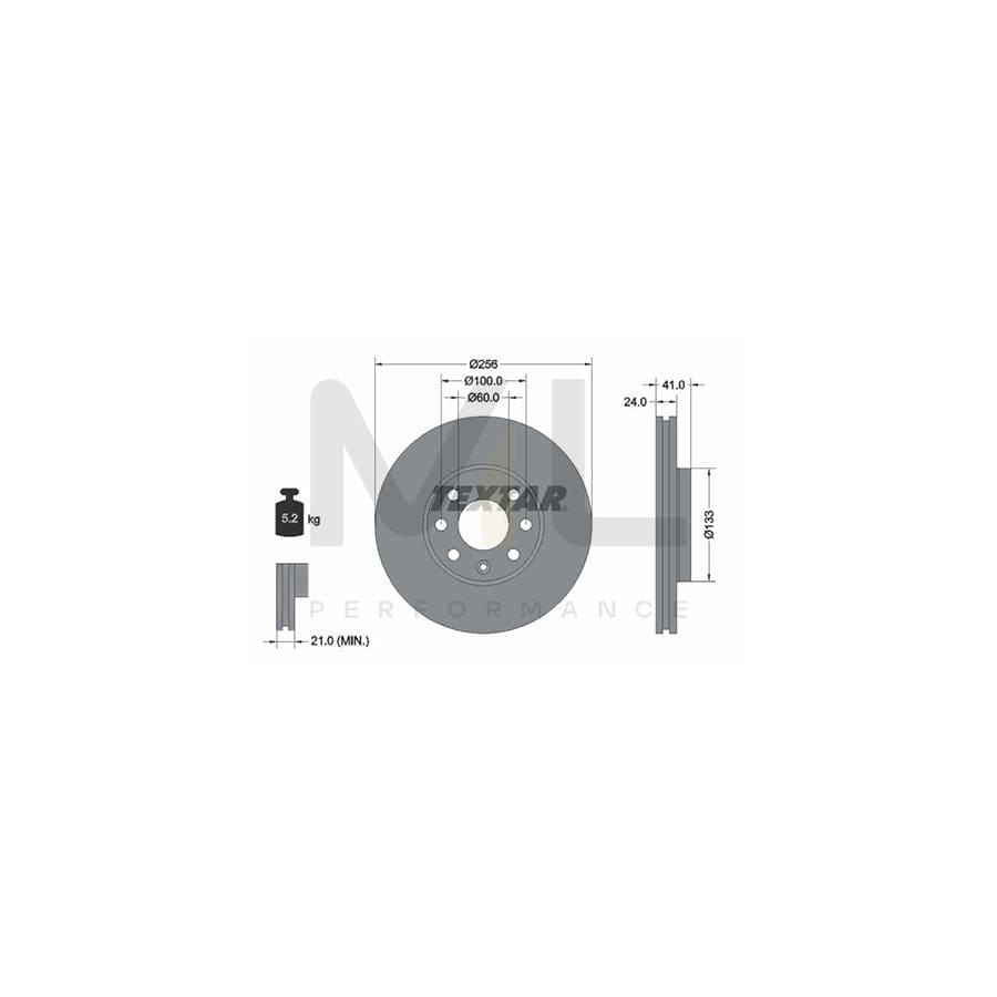 TEXTAR 92091800 Brake Disc Internally Vented, without wheel hub, without wheel studs | Performance Parts Direct Car Parts