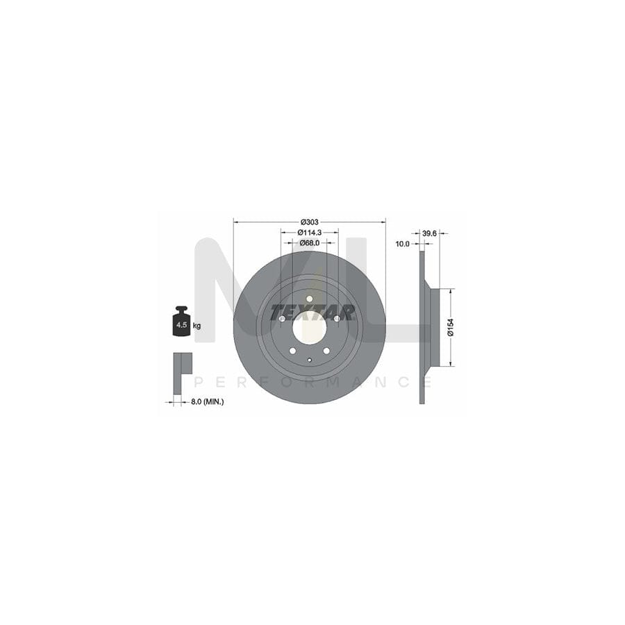 TEXTAR PRO 92242703 Brake Disc Solid, Coated, without wheel hub, without wheel studs | Performance Parts Direct Car Parts
