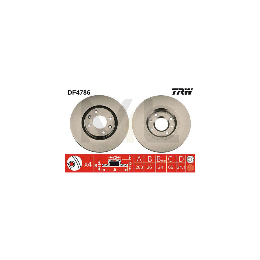 TRW DF4786 Brake Disc Vented | Performance Parts Direct Car Parts
