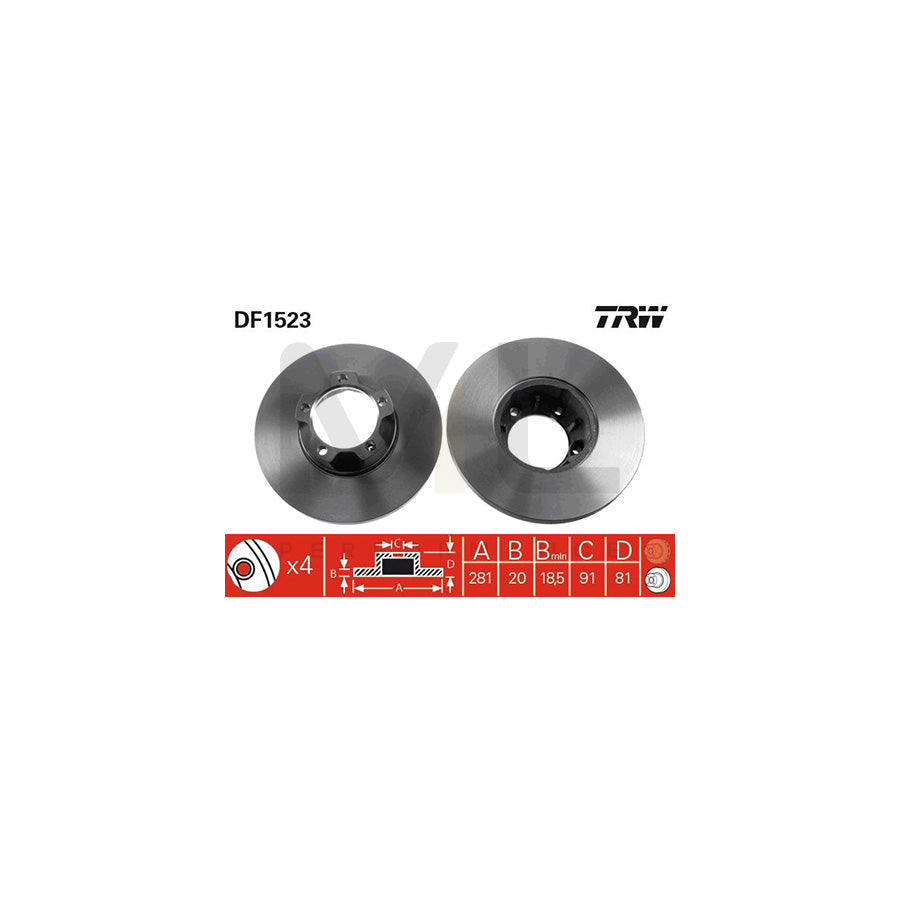 TRW DF1523 Brake Disc for VW LT Solid | Performance Parts Direct Car Parts