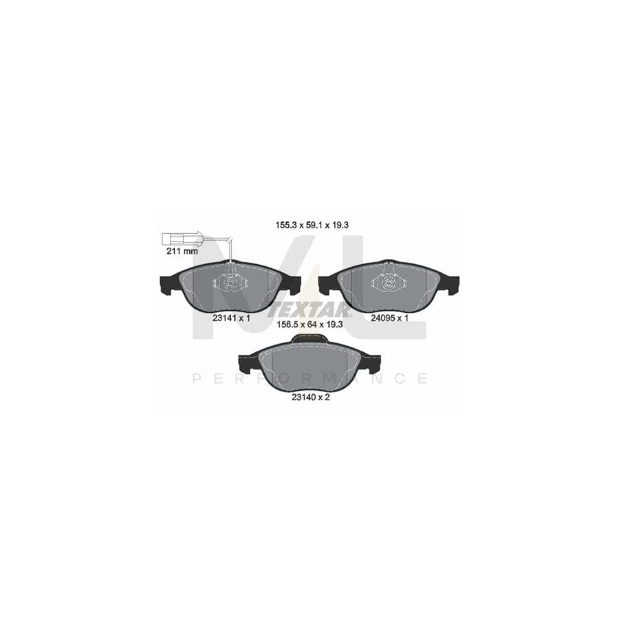 TEXTAR 2314101 Brake pad set with integrated wear warning contact