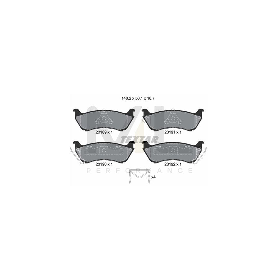 TEXTAR 2318902 Brake pad set suitable for MERCEDES-BENZ ML-Class (W163) with acoustic wear warning, with accessories