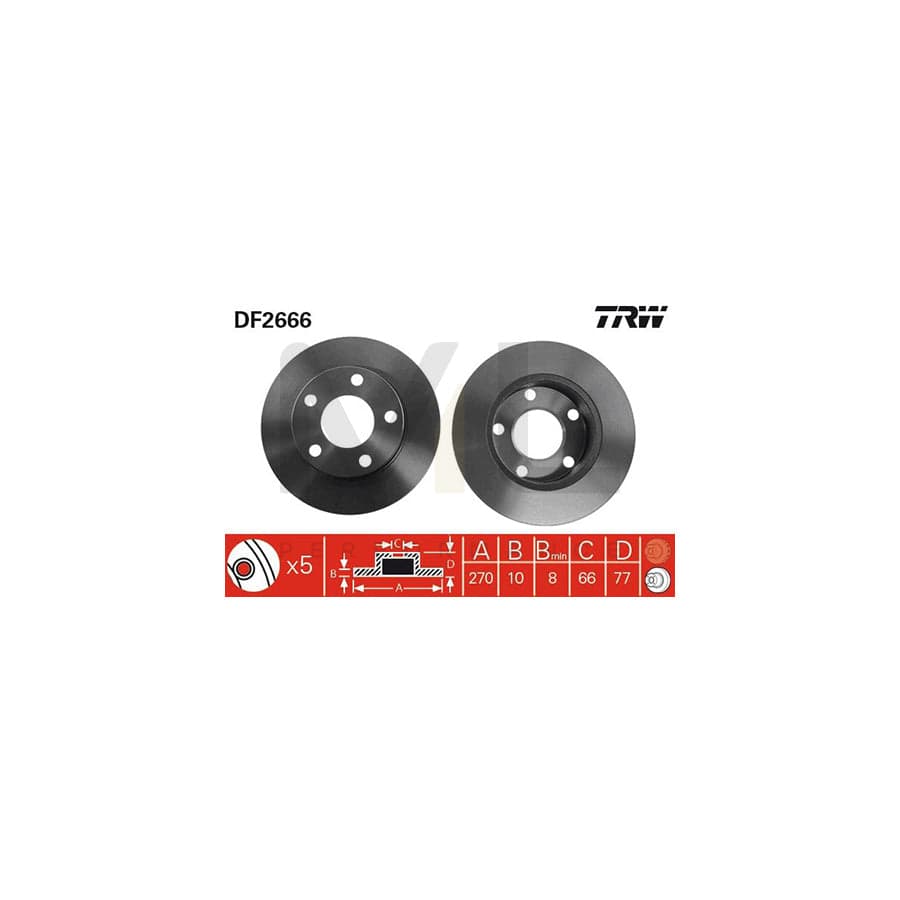 TRW DF2666 Brake Disc Solid, Painted | Performance Parts Direct Car Parts
