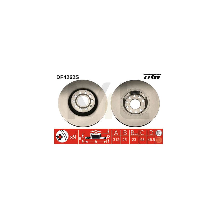 TRW DF4262S Brake Disc Vented, Painted | Performance Parts Direct Car Parts
