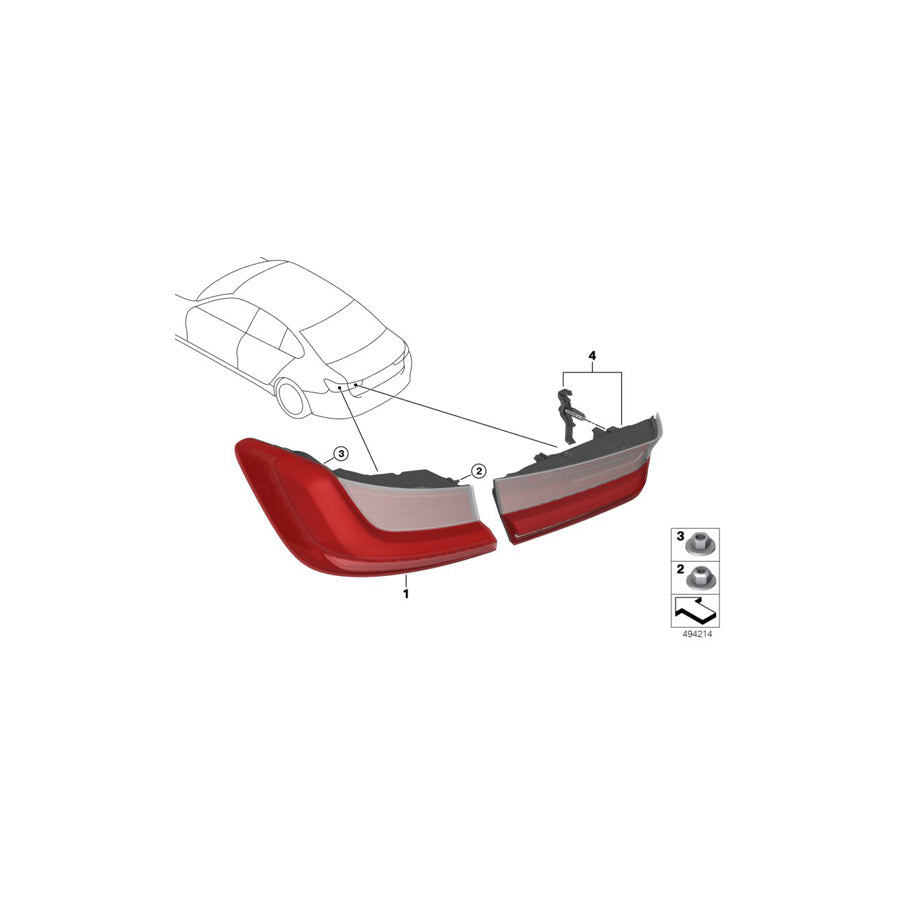 Genuine BMW 63217420456 G20 Rear Light In Trunk Lid, Right (Inc. M340i, M340iX & 330i)
