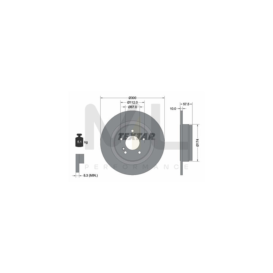 TEXTAR PRO 92163303 Brake Disc Solid, Coated, without wheel hub, without wheel studs | Performance Parts Direct Car Parts