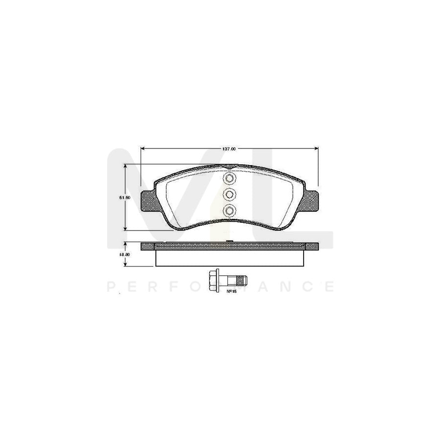 Bosch 0986Tb2830 Brake Pad Set Excl. Wear Warning Contact  | Performance Parts Direct Car Parts