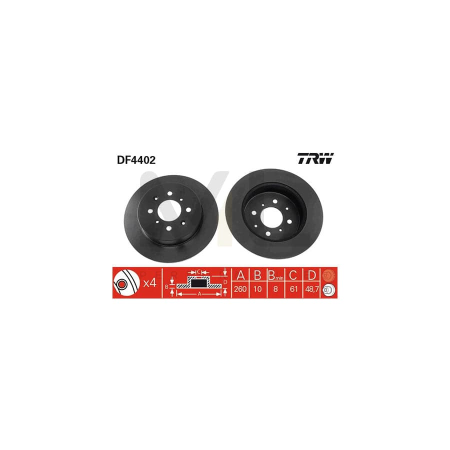 TRW DF4402 Brake Disc Solid, Painted | Performance Parts Direct Car Parts