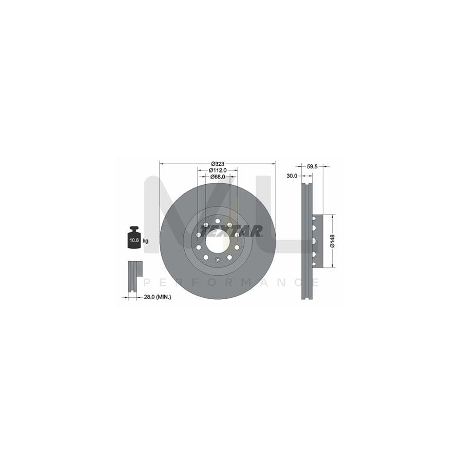 TEXTAR 92122100 Brake Disc for VW Phaeton (3D1, 3D2, 3D3, 3D4, 3D6, 3D7, 3D8, 3D9) Externally Vented, without wheel hub, without wheel studs | Performance Parts Direct Car Parts