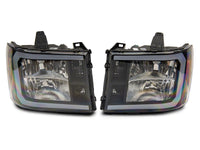 Raxiom 07-13 GMC Sierra 1500 Axial Series Headlights w/ LED Bar- Black Housing (Clear Lens)