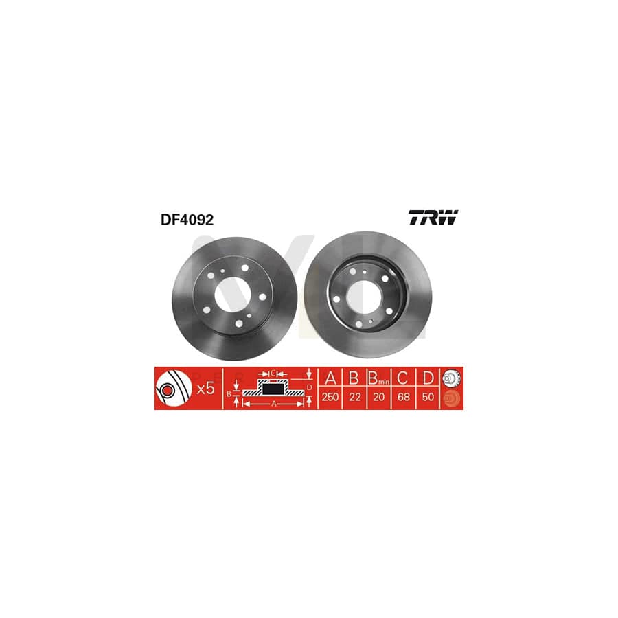 TRW DF4092 Brake Disc Vented, Painted | Performance Parts Direct Car Parts