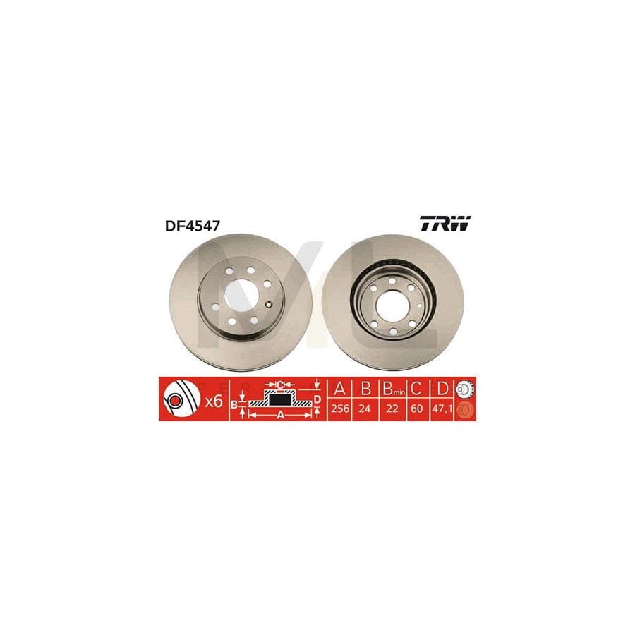 TRW DF4547 Brake Disc Vented, Painted | Performance Parts Direct Car Parts