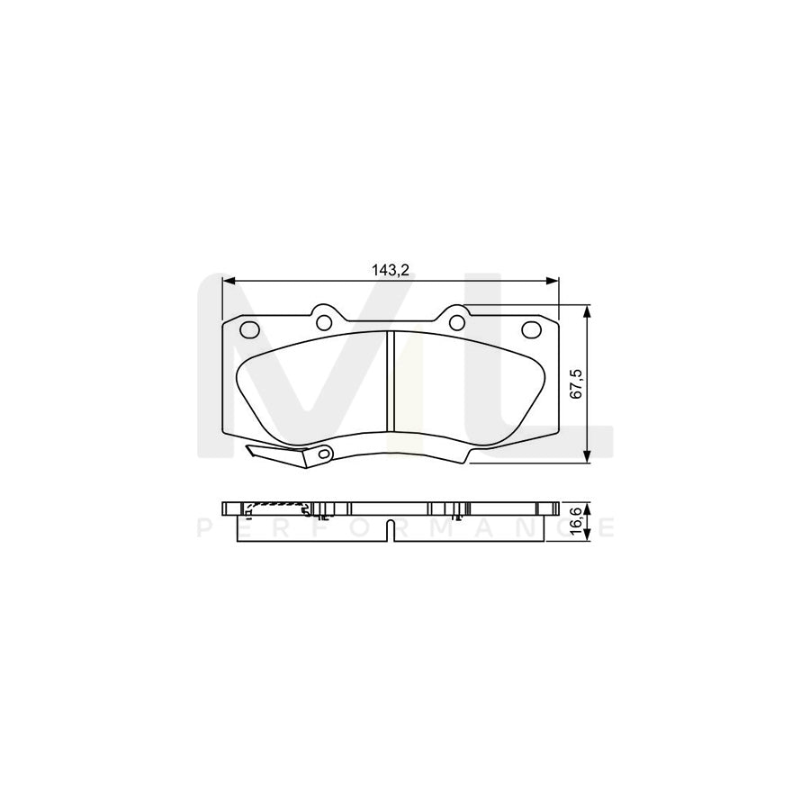 Bosch 0986495302 Brake Pad Set For Toyota Hilux Vii Pickup With Acoustic Wear Warning, With Mounting Manual BP1591 | Performance Parts Direct Car Parts