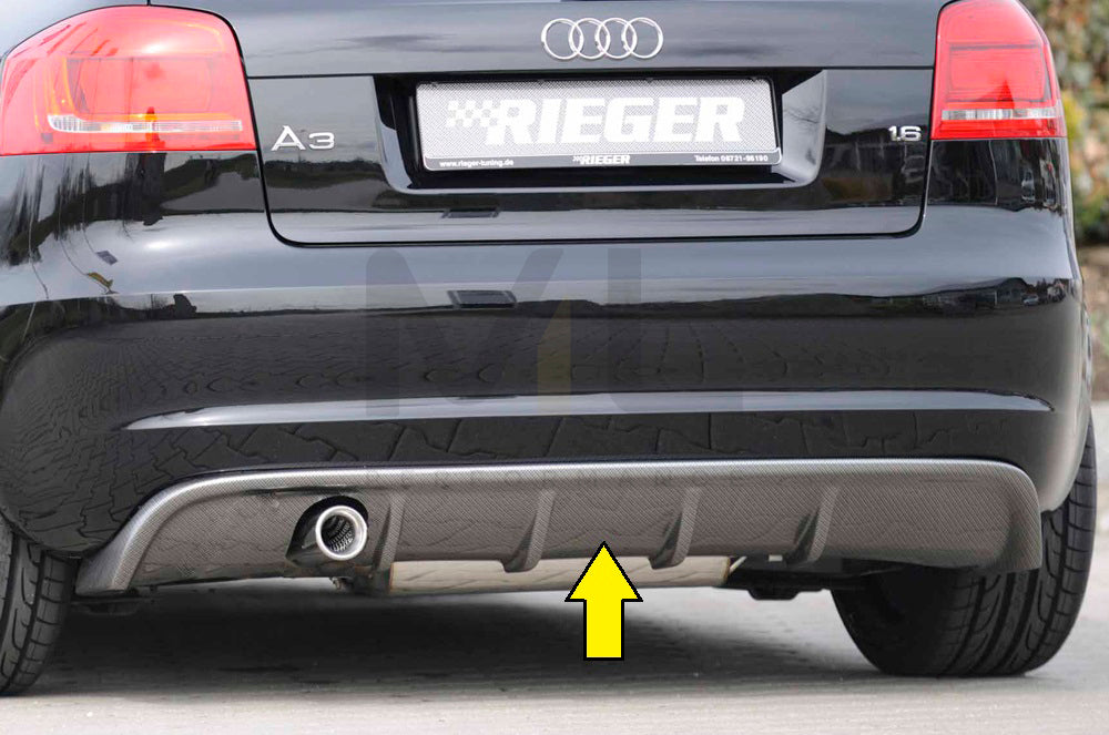 Rieger 00099832 Audi 8P A3 Rear Diffuser for Original Tailpipe Left - Carbon-Look