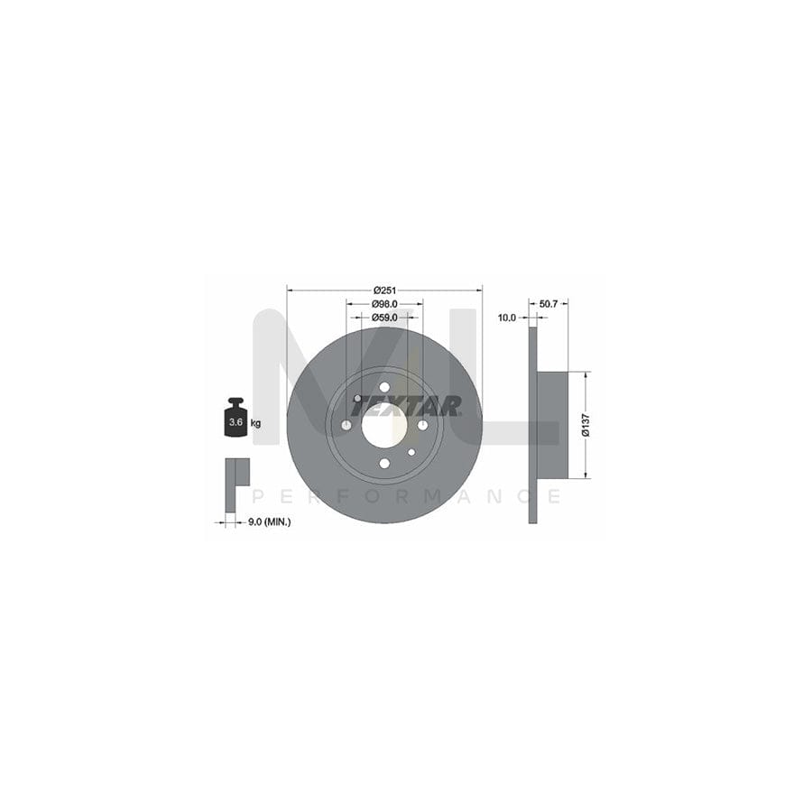 TEXTAR 92034200 Brake Disc Solid, without wheel hub, without wheel studs | Performance Parts Direct Car Parts