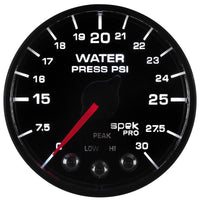 Autometer Spek-Pro - Nascar 2-1/16in Water Press 0- 30 psi Bfb