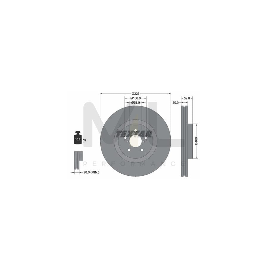 TEXTAR 92167900 Brake Disc Internally Vented, without wheel hub, without wheel studs | Performance Parts Direct Car Parts