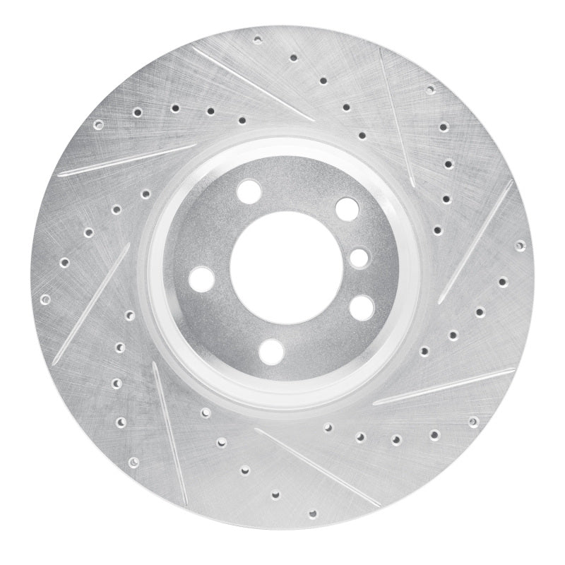 R1 Concepts R1 07-08 BMW ALPINA B7 Front Right Drilled & Slotted Silver Brake Rotor