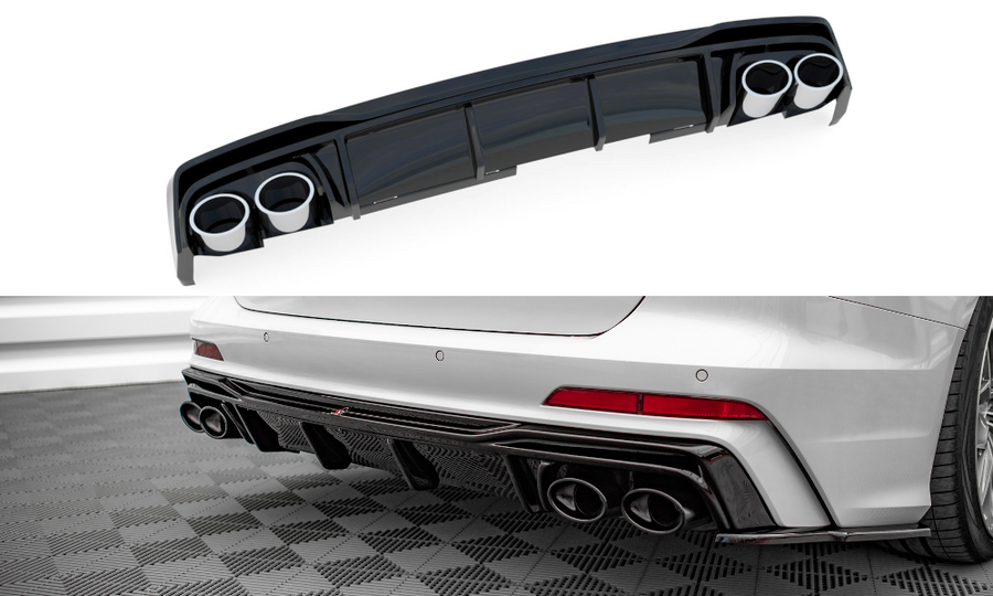 Maxton Design AU-A6-C8-SLINE-RS1T+RS1RT+CHROME Rear Valance + Exhaust Ends Imitation Audi A6 S-Line C8 |