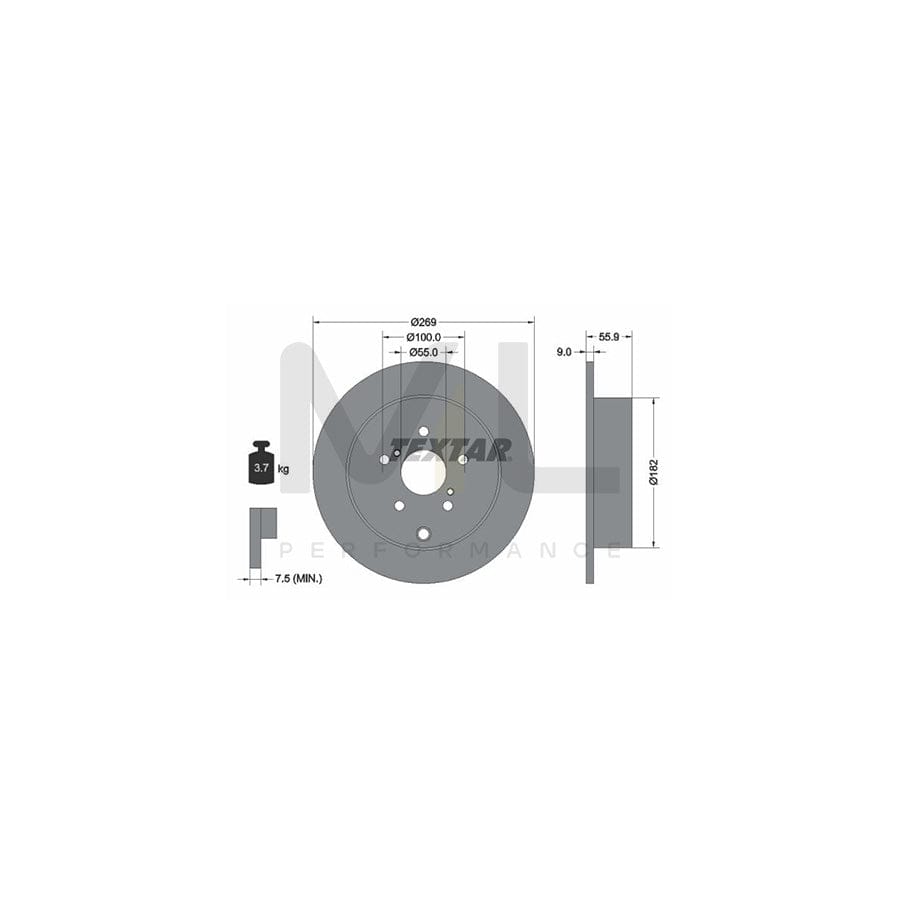 TEXTAR 92170400 Brake Disc Solid, without wheel hub, without wheel studs | Performance Parts Direct Car Parts