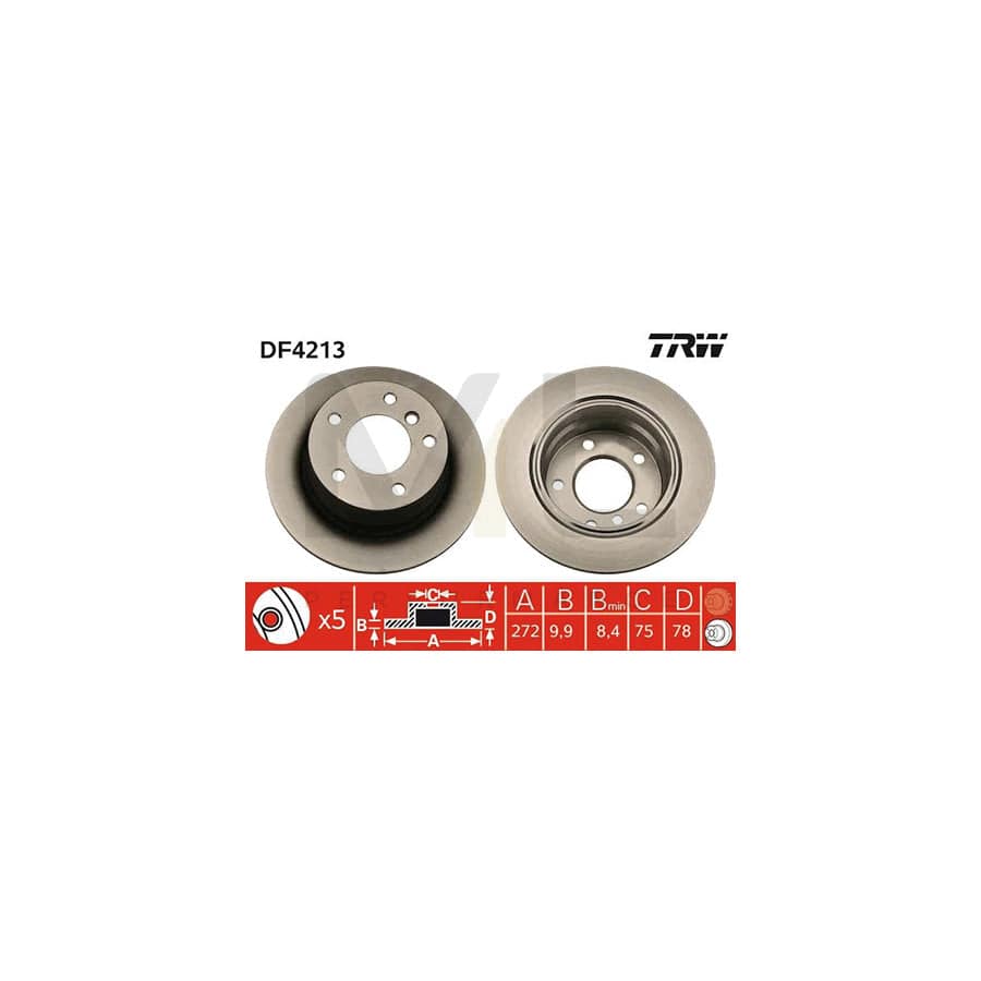 TRW DF4213 Brake Disc for BMW 3 Compact (E36) Solid, Painted | Performance Parts Direct Car Parts