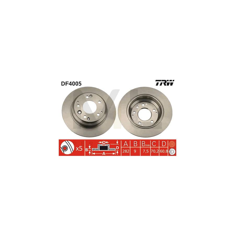 TRW DF4005 Brake Disc Solid, Painted | Performance Parts Direct Car Parts