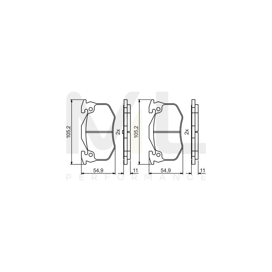 Bosch 0986495492 Brake Pad Set BP2124 | Performance Parts Direct Car Parts